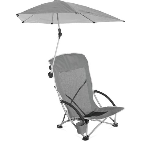 Розкладне пляжне крісло Sport-Brella Beach Chair з регульованою парасолькою UPF 50+, сірий